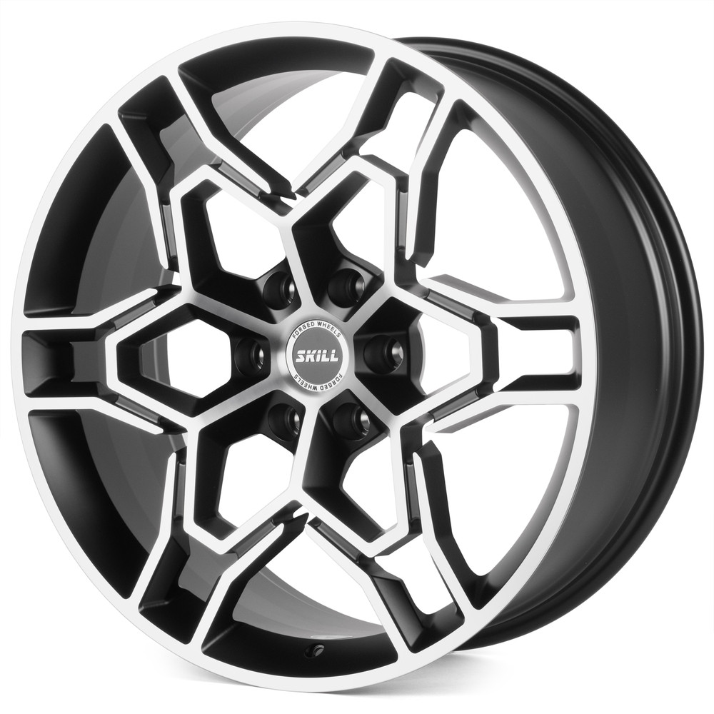Легковой диск Skill Wheels SV648-SK363 9x22 6x139,7 ET19 77,8 чёрный матовый + полированные спицы