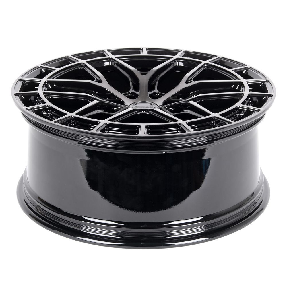 Легковой диск Skill Wheels SV399 9x20 6x139,7 ET19 77,8 чёрный глянцевый + полированные спицы + тёмный лак