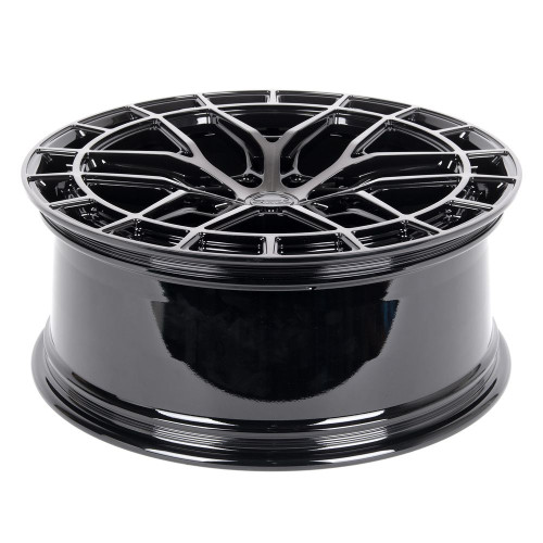Легковой диск Skill Wheels SV399 9x20 6x139,7 ET19 77,8 чёрный глянцевый + полированные спицы + тёмный лак