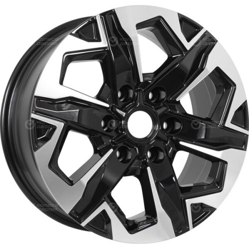 Колесный диск КиК Тейт 7.5xR17 6x139.7 ET30 DIA106.1 черный глянцевый с полированными элементами лицевой поверхности