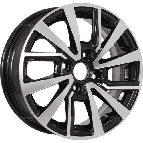 Колесный диск KDW KD1430 5.5xR14 4x100 ET40 DIA54.1 глянцевый черный с полированной лицевой частью
