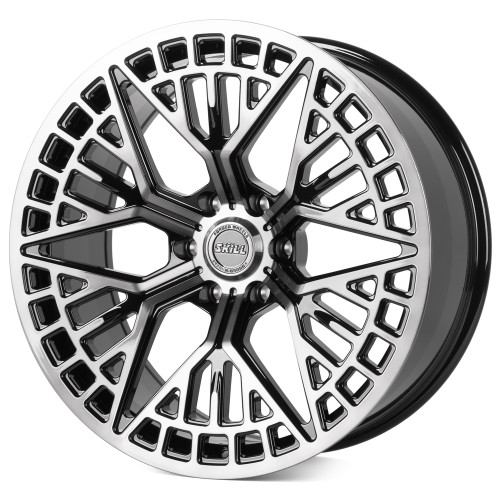 Легковой диск Skill Wheels SV762-CT400 10x22 6x139,7 ET10 77,8 чёрный глянцевый + полированные спицы + тёмный лак