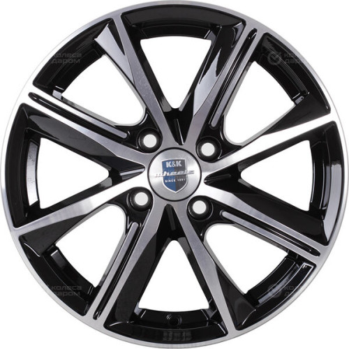 Колесный диск КиК Арнар 6xR15 4x100 ET40 DIA67.1 черный глянцевый с полированными элементами лицевой поверхности