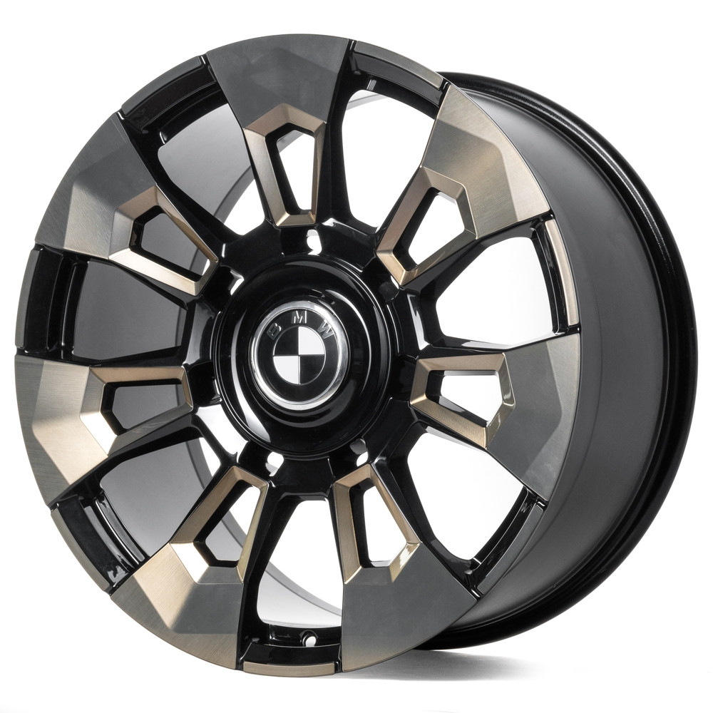 Легковой диск CMST SL374 11x22 5x112 ET44 66,6 чёрный + полированные спицы под бронзовым лаком