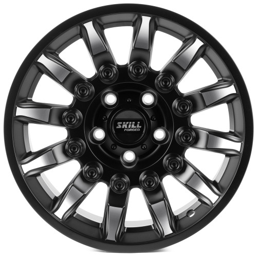 Легковой диск Skill Wheels SV637-SL178 9x17 5x127 ET-12 71,5 чёрный матовый + полированные спицы