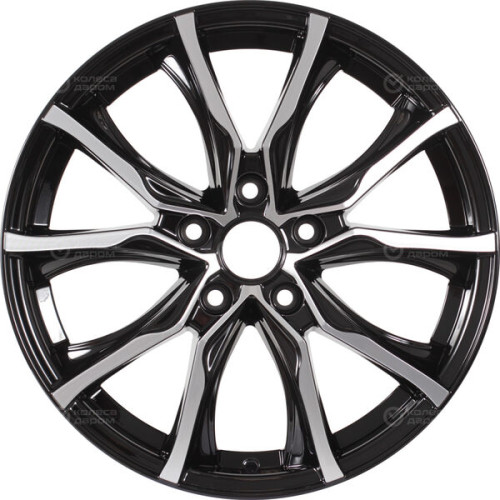 Колесный диск КиК Твист 7.5xR17 5x114.3 ET41 DIA67.1 черный глянцевый с полированными элементами лицевой поверхности