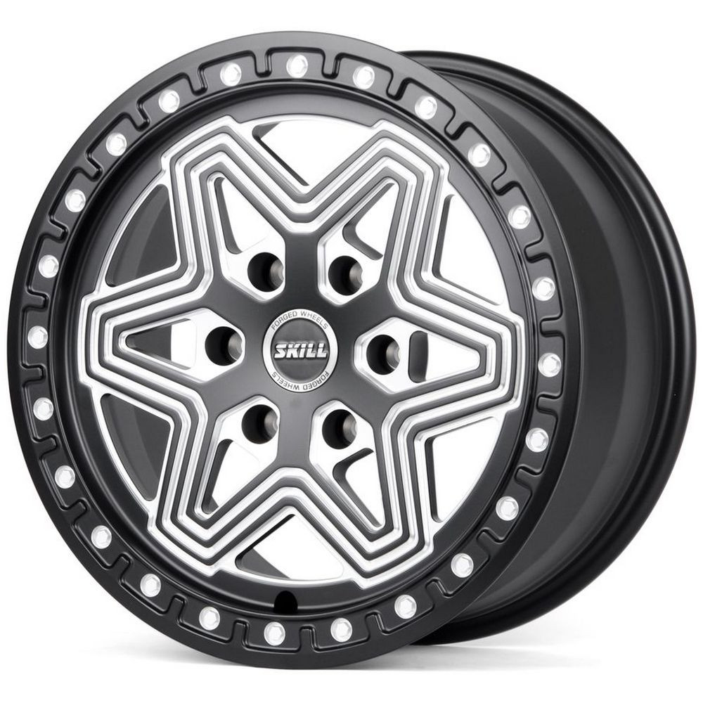 Легковой диск Skill Wheels SB125-CT356 9x18 6x139,7 ET45 95,1 чёрный матовый + полированные спицы
