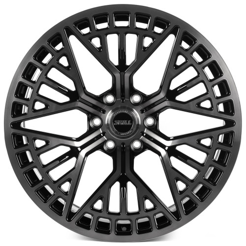Легковой диск Skill Wheels SV762-CT400 10x22 6x139,7 ET10 77,8 чёрный глянцевый + полированные спицы + тёмный лак