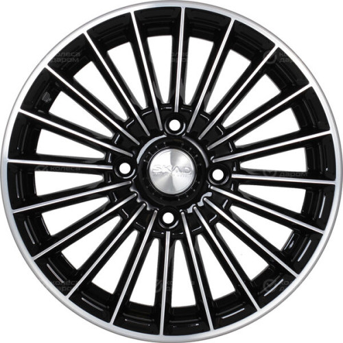 Колесный диск СКАД Веритас 6xR15 4x100 ET50 DIA60.1 черный глянцевый с полированной лицевой поверхностью