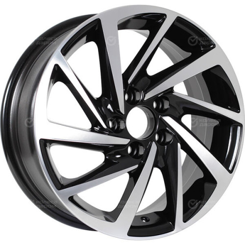 Колесный диск KDW KD1530 6xR15 4x100 ET46 DIA60.1 (уценка) глянцевый черный с полированной лицевой частью