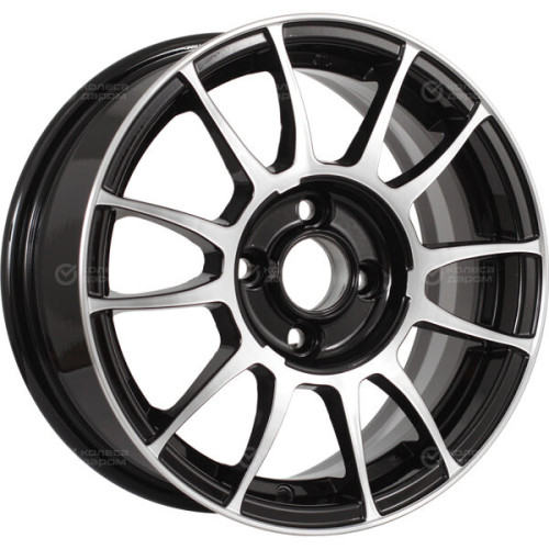 Колесный диск Carwel Лухта 37 6xR14 4x100 ET38 DIA67.1 чёрный глянцевый с полированной лицевой поверхностью