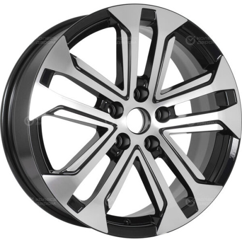 Колесный диск KHOMEN KHW1803 (Chery Tiggo 4/Tiggo 7 Pro) 7xR18 5x108 ET33 DIA60.1 глянцевый черный с полированной лицевой частью