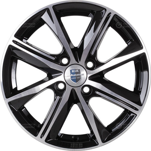 Колесный диск КиК Арнар 7xR16 5x114.3 ET45 DIA66.1 черный глянцевый с полированными элементами лицевой поверхности