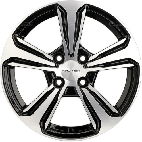 Колесный диск KHOMEN KHW1502 (15_Solaris II) 6xR15 4x100 ET46 DIA54.1 глянцевый черный с полированной лицевой частью