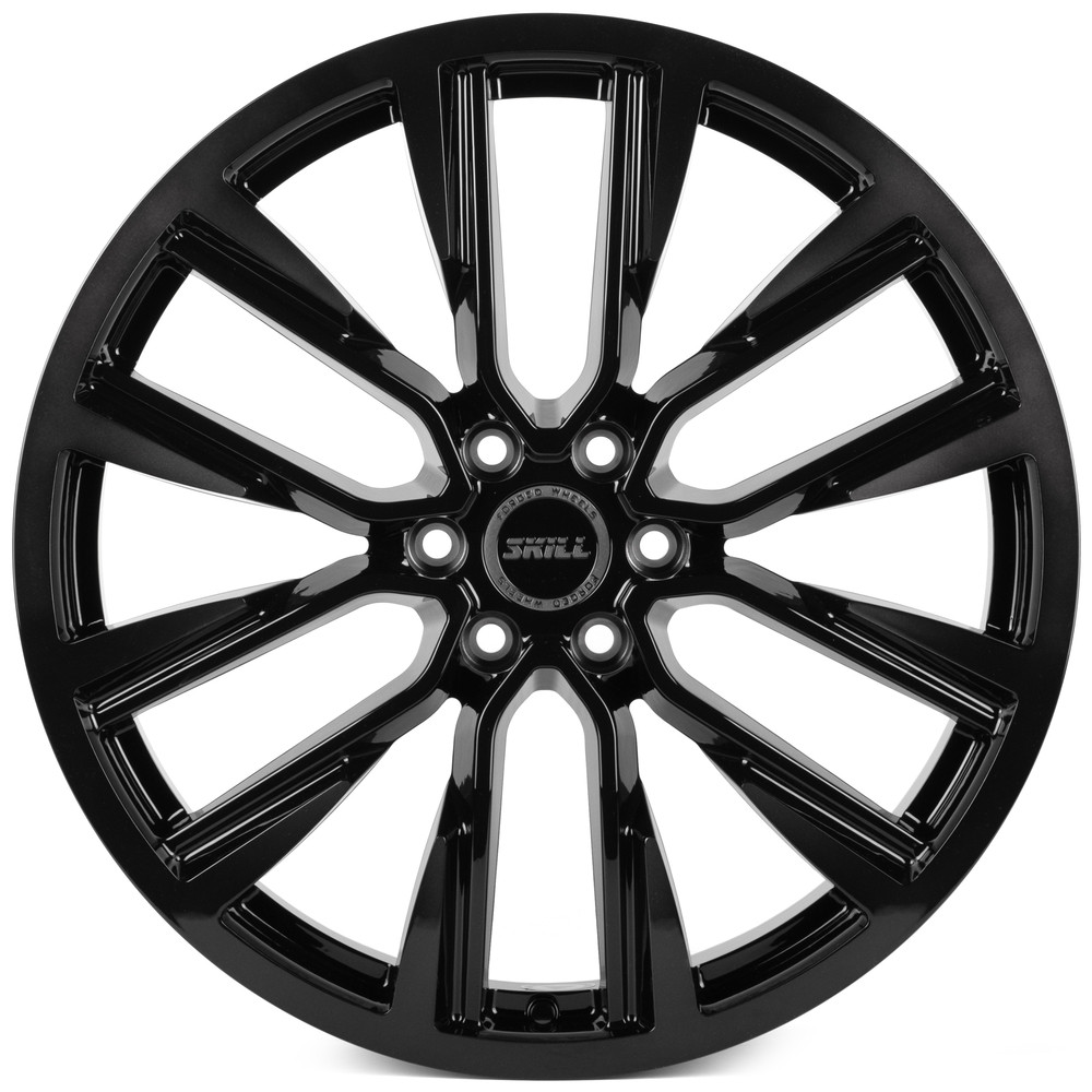 Легковой диск Skill Wheels SV946-CS410 8x20 6x114,3 ET46 67,1 чёрный глянцевый + полированные спицы + лак SH52