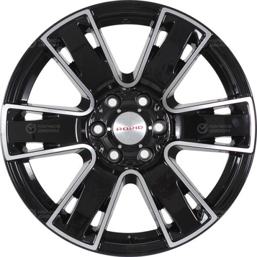 Колесный диск КиК Севенна-оригинал 7xR17 6x139.7 ET38 DIA100.1 черный глянцевый с полированными элементами лицевой поверхности