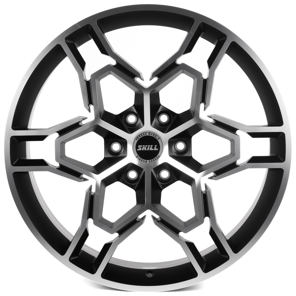 Легковой диск Skill Wheels SV648-SK363 9x22 6x139,7 ET19 77,8 чёрный матовый + полированные спицы