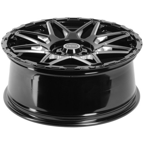 Легковой диск Skill Wheels SV227-CT398 9x22 6x139,7 ET19 106,1 чёрный глянцевый + полированные спицы