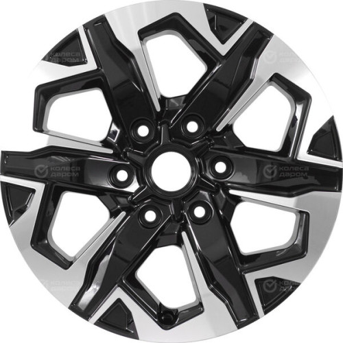 Колесный диск КиК Тейт 7.5xR17 6x114.3 ET30 DIA66.1 черный глянцевый с полированными элементами лицевой поверхности