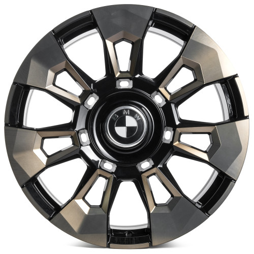 Легковой диск CMST SL374 10x22 5x112 ET21 66,6 чёрный + полированные спицы под бронзовым лаком