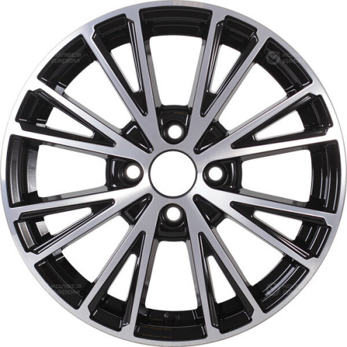 Колесный диск КиК Меандр-оригинал 6xR16 4x100 ET37 DIA60.1 черный глянцевый с полированными элементами лицевой поверхности