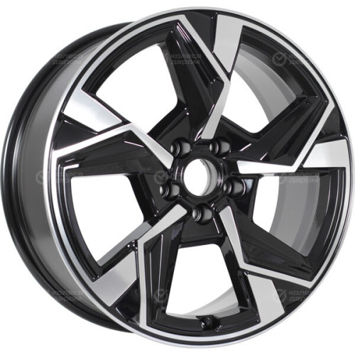 Колесный диск КиК Кайан 7.5xR18 5x114.3 ET40 DIA66.1 черный глянцевый с полированными элементами лицевой поверхности