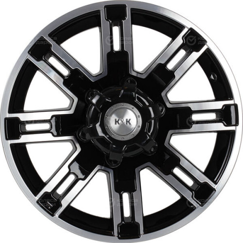 Колесный диск КиК Полюс 7.5xR16 6x139.7 ET5 DIA108.1 черный глянцевый с полированными элементами лицевой поверхности
