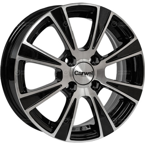 Колесный диск Carwel Йота 113 5.5xR14 4x100 ET45 DIA67.1 чёрный глянцевый с полированной лицевой поверхностью