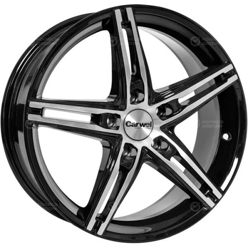 Колесный диск Carwel Альфа 118 7xR17 5x108 ET43 DIA67.1 чёрный глянцевый с полированной лицевой поверхностью