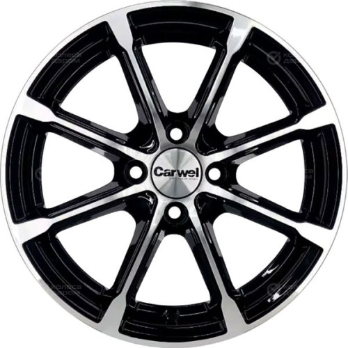 Колесный диск Carwel Бета 114 6xR15 4x100 ET40 DIA67.1 чёрный глянцевый с полированной лицевой поверхностью