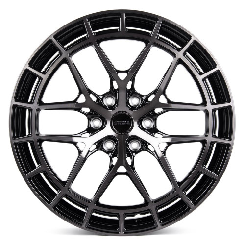 Легковой диск Skill Wheels SV399 9x22 6x139,7 ET19 77,8 чёрный глянцевый + полированные спицы + тёмный лак