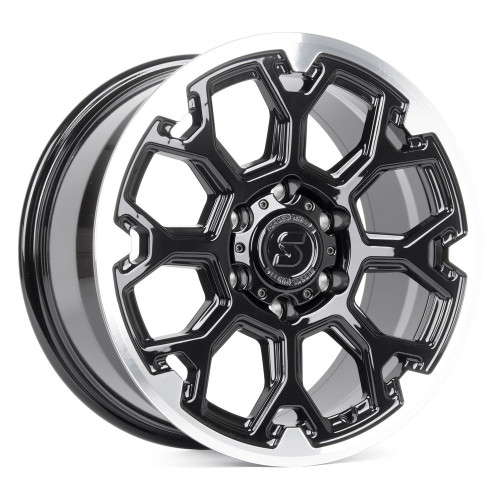 Легковой диск Skill Wheels SV111 9x18 6x139,7 ET45 95,1 чёрный глянцевый + полированный обод