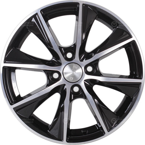 Колесный диск СКАД Порту 6xR15 4x100 ET46 DIA54.1 черный глянцевый с полированной лицевой поверхностью