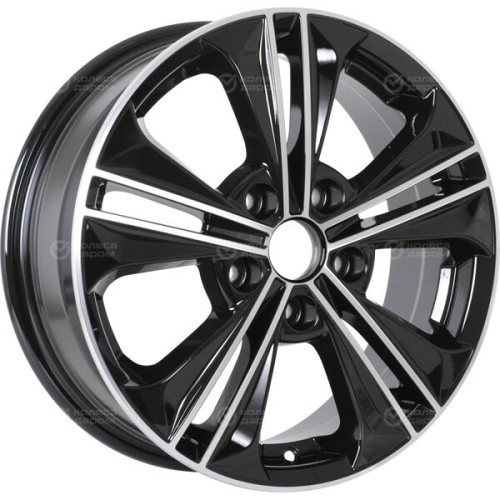 Колесный диск KDW KD1635 (16_Creta) 6xR16 5x114.3 ET43 DIA67.1 глянцевый черный с полированной лицевой частью