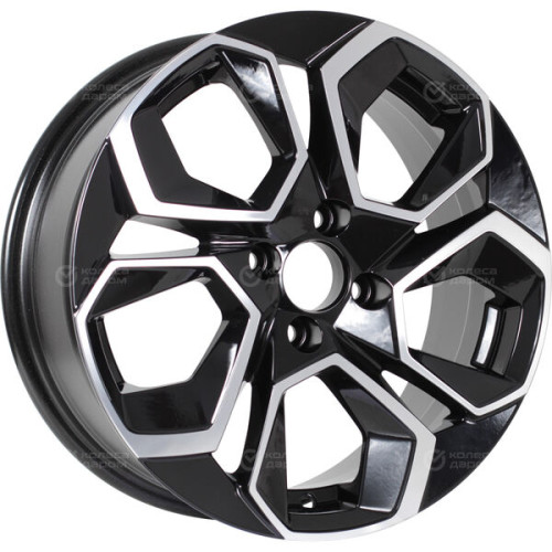 Колесный диск KDW KD1620 6.5xR16 4x100 ET45 DIA60.1 (уценка) глянцевый черный с полированной лицевой частью