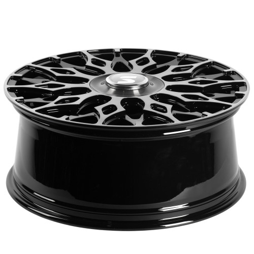Легковой диск Skill Wheels SV667-CS442 9x22 6x139,7 ET50 95,1 чёрный глянцевый + полированные спицы + тёмный лак