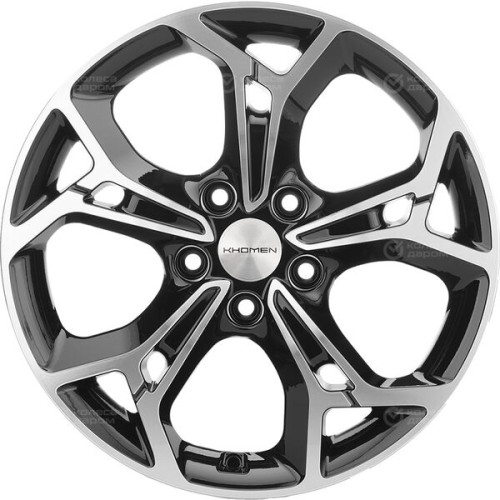 Колесный диск KHOMEN KHW1702 (ZV17_Qashqai) 7xR17 5x114.3 ET40 DIA66.1 глянцевый черный с полированной лицевой частью