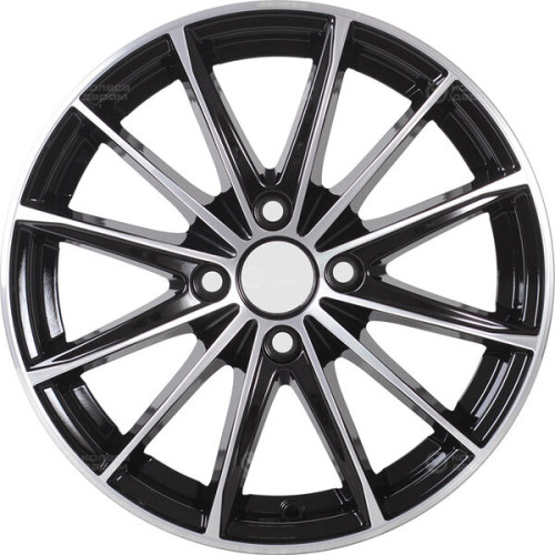 Колесный диск КиК Пойнт Бланк-оригинал 6xR15 4x100 ET50 DIA60.1 черный глянцевый с полированными элементами лицевой поверхности