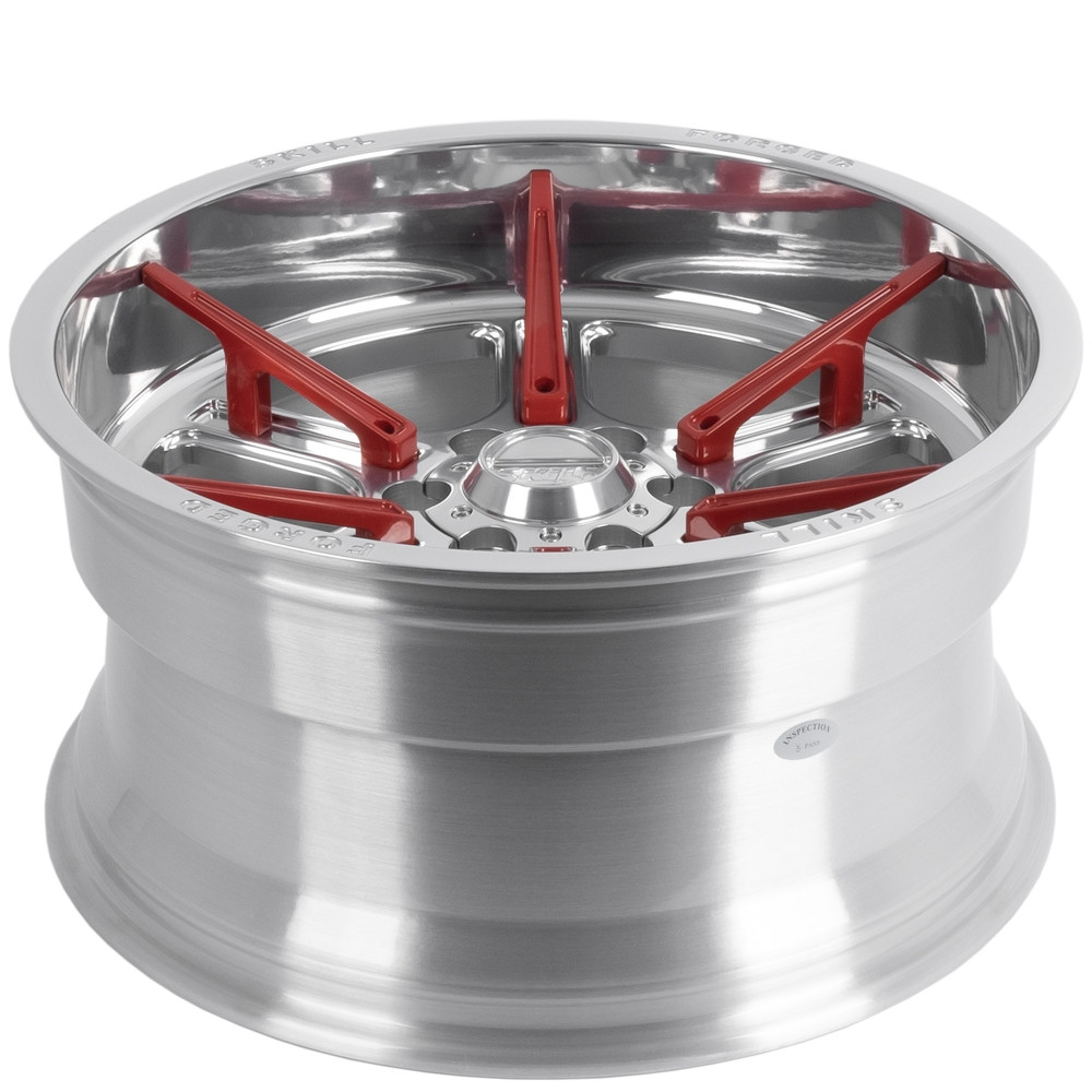 Легковой диск Skill Wheels SD102 10x20 6x139,7 ET-18 77,8 зеркальная полировка + красные спицы