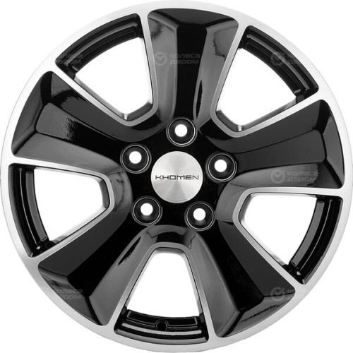 Колесный диск KHOMEN KHW1601 (ZV16_Ceed) 6.5xR16 5x114.3 ET50 DIA67.1 глянцевый черный с полированной лицевой частью