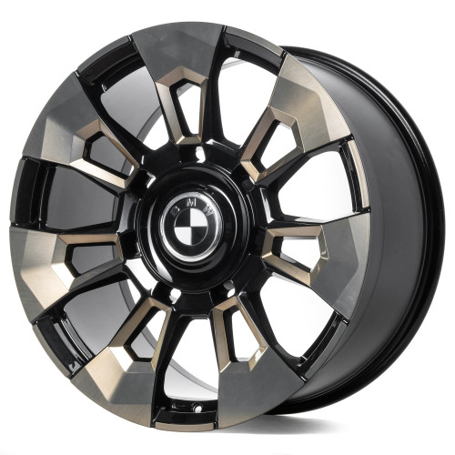 Легковой диск CMST SL374 10x22 5x112 ET21 66,6 чёрный + полированные спицы под бронзовым лаком