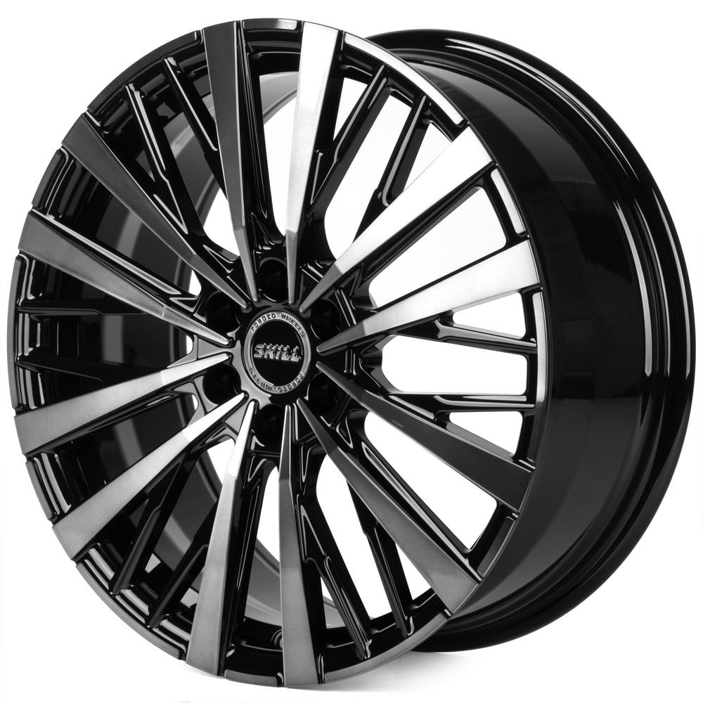 Легковой диск Skill Wheels SV180 8x19 6x114,3 ET46 67,1 Черный глянцевый + полированные спицы + лак SK51
