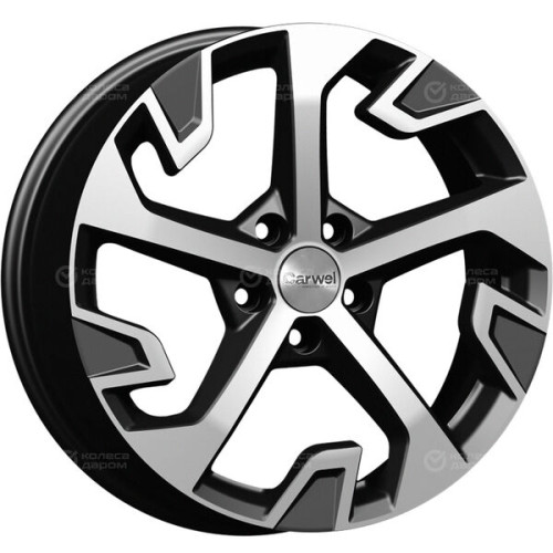 Колесный диск Carwel Таскан 262 7.5xR18 5x114.3 ET45 DIA60.1 чёрный глянцевый с полированной лицевой поверхностью