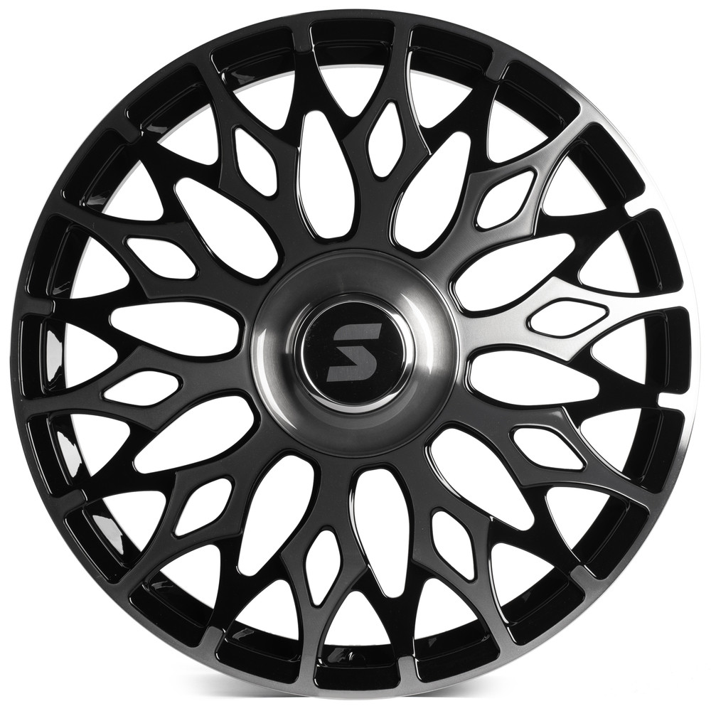 Легковой диск Skill Wheels SV667-CS442 9x22 6x139,7 ET50 95,1 чёрный глянцевый + полированные спицы + тёмный лак