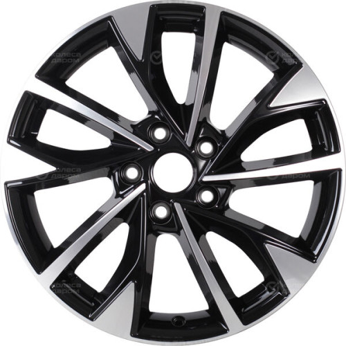 Колесный диск КиК Роквуд 7xR17 5x114.3 ET35 DIA60.1 черный глянцевый с полированными элементами лицевой поверхности