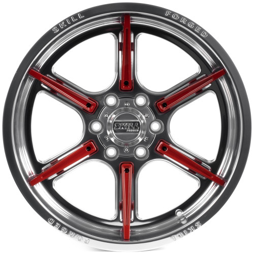 Легковой диск Skill Wheels SD102 10x20 6x139,7 ET-18 77,8 зеркальная полировка + красные спицы